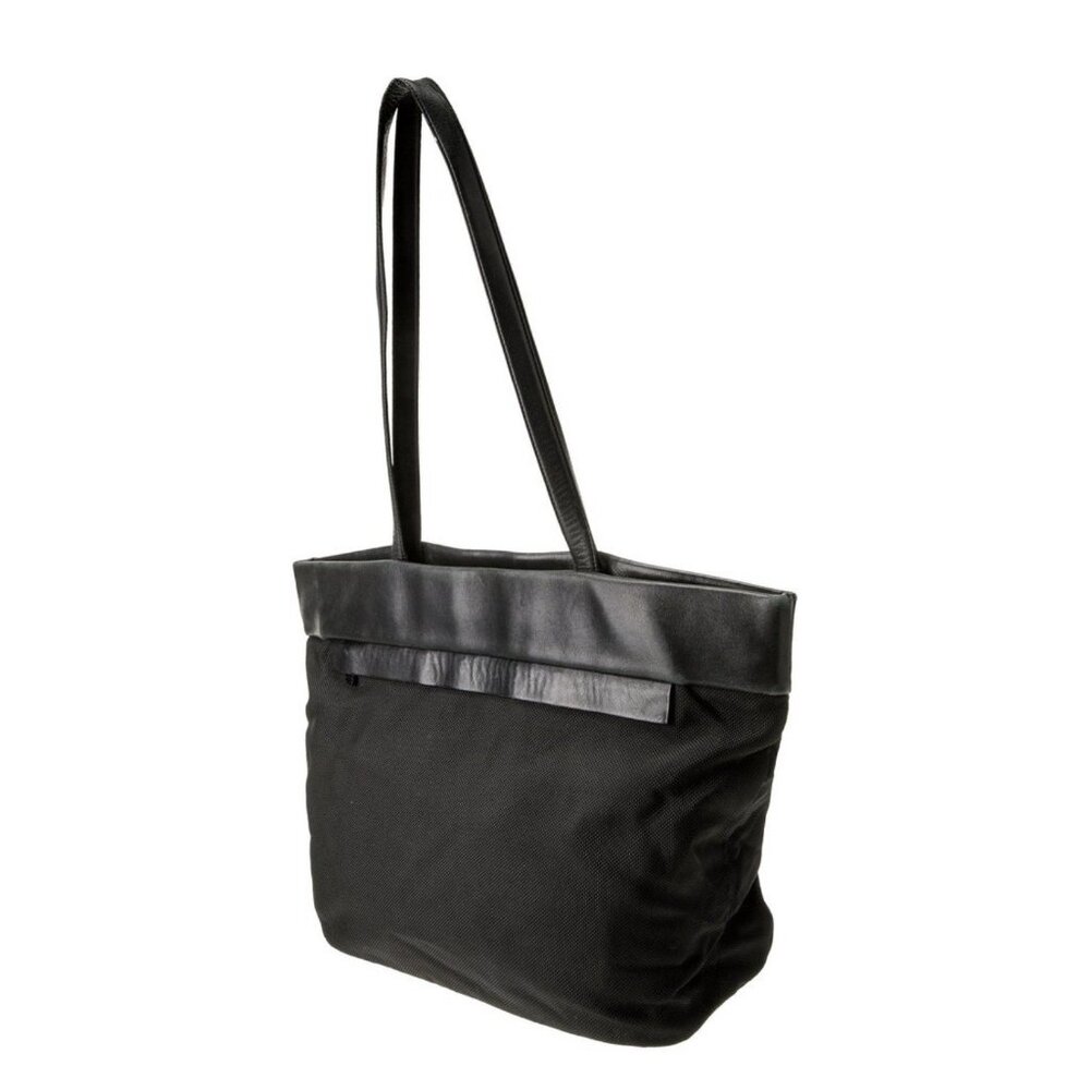 Tumi Authentic Leather Nylon Solid Black Tote Bag - image 2